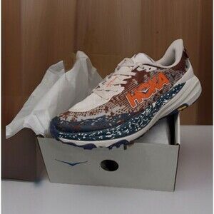 Men’s Hoka Speedgoat 6 Sneakers Athletic Trail Shoes Putty/Blue Twilight Sz 9